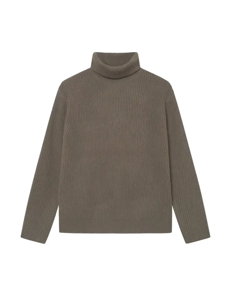 Eddie Wool Rib Rollneck Knit sweater maglione collo alto in lana merino - Teak Brown S