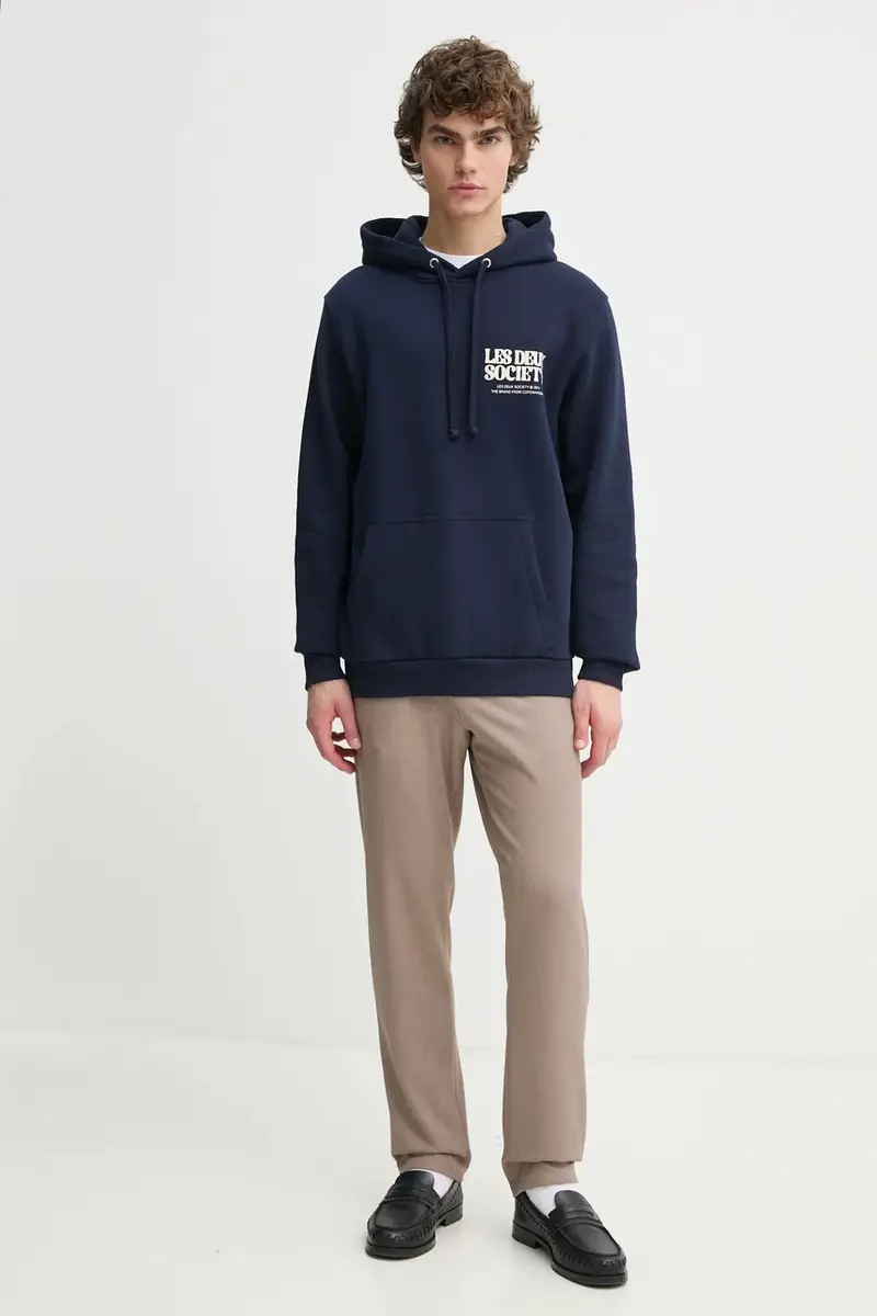 felpa in cotone uomo colore blu navy con cappuccio LDM202049 miniatura 2