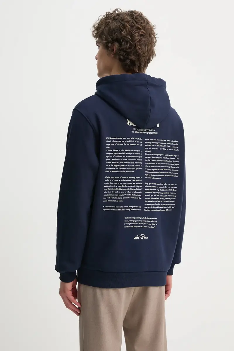 felpa in cotone uomo colore blu navy con cappuccio LDM202049 miniatura 3