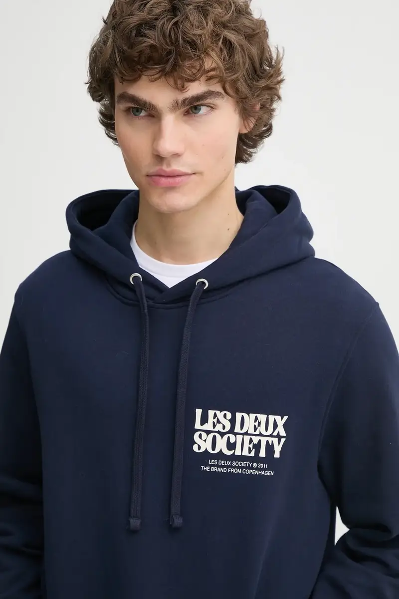 felpa in cotone uomo colore blu navy con cappuccio LDM202049 miniatura 4