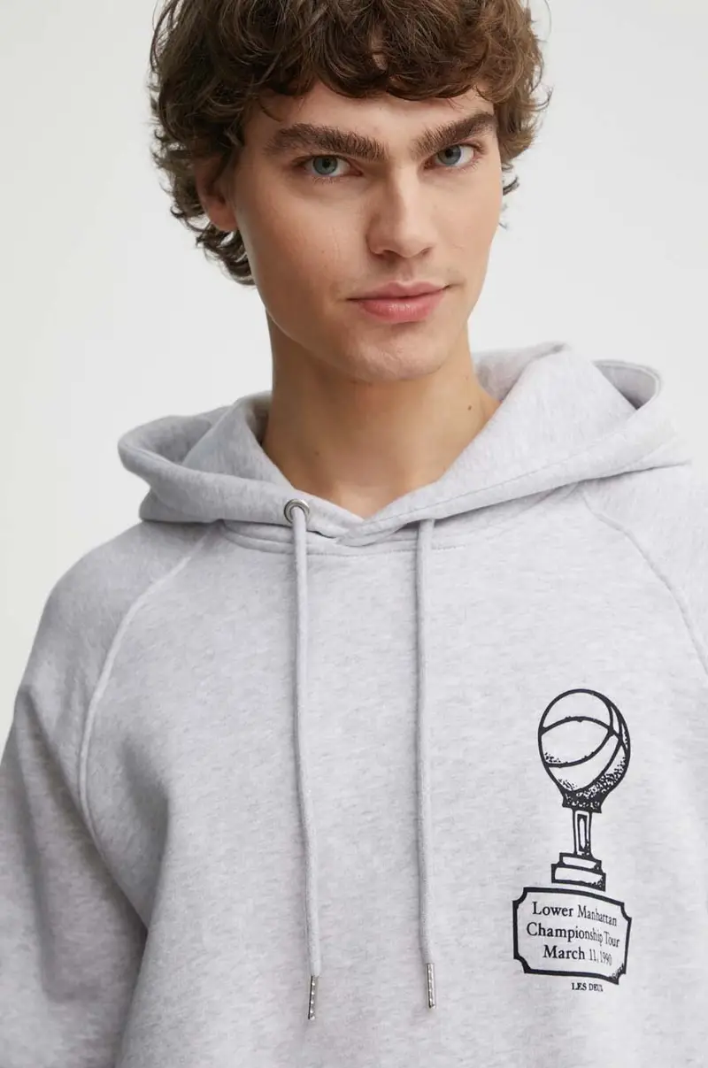 felpa in cotone uomo colore grigio con cappuccio LDM202032 miniatura 4