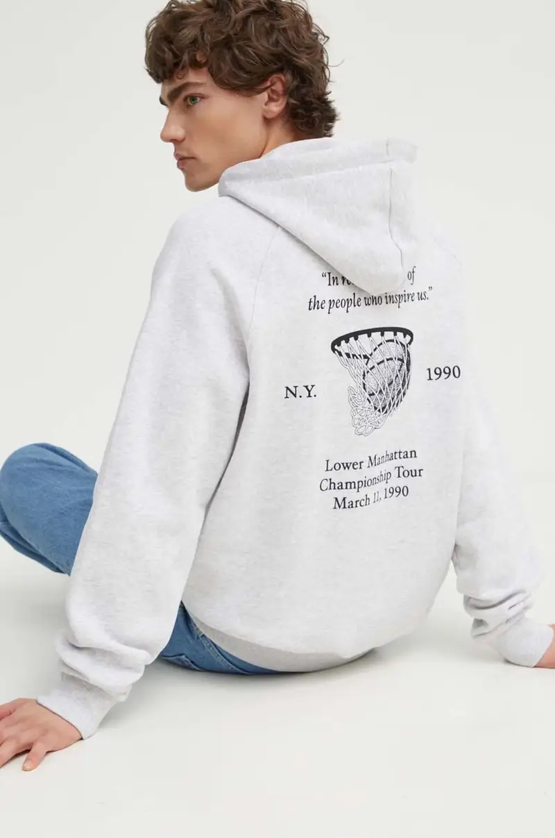 felpa in cotone uomo colore grigio con cappuccio LDM202032