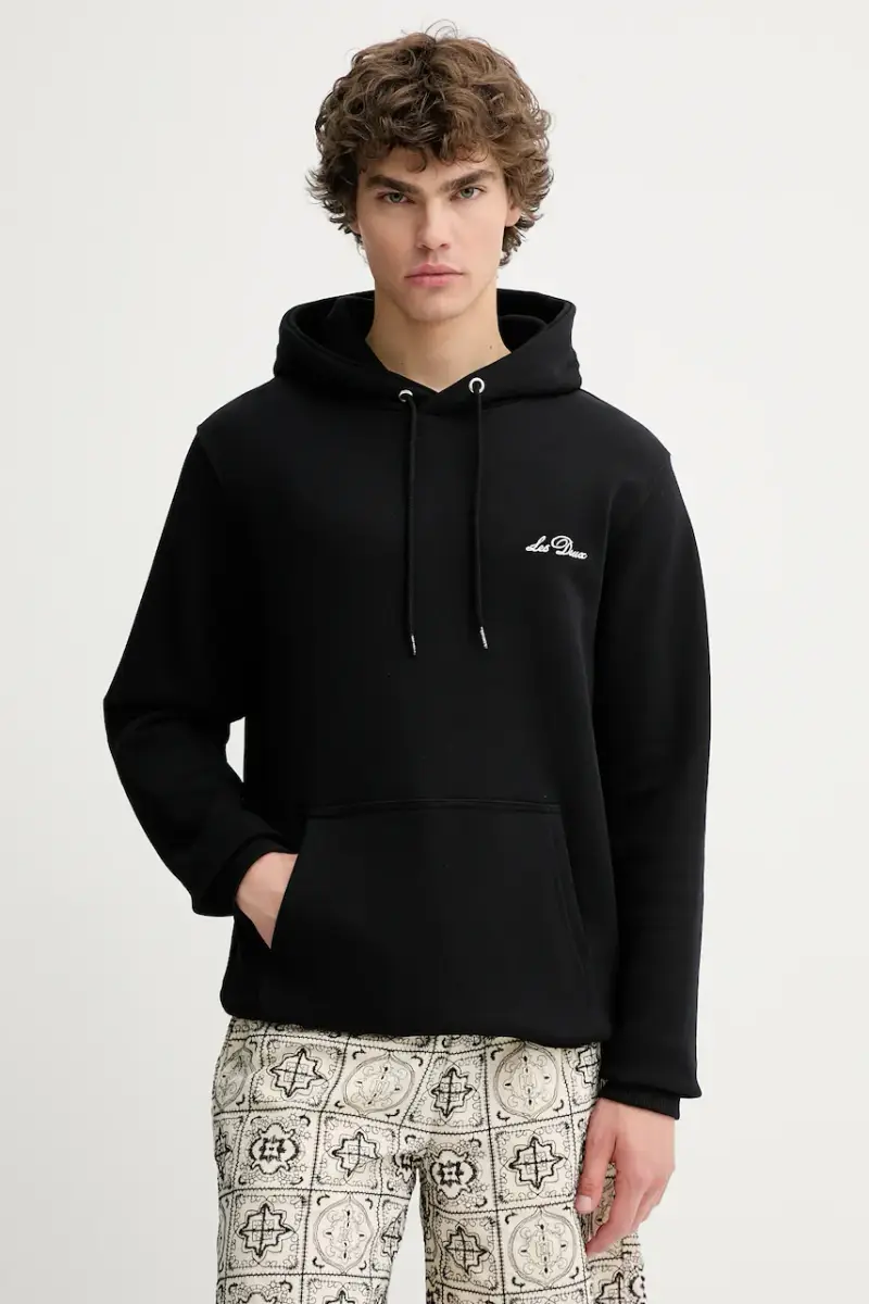 felpa in cotone uomo colore nero con cappuccio 1000214