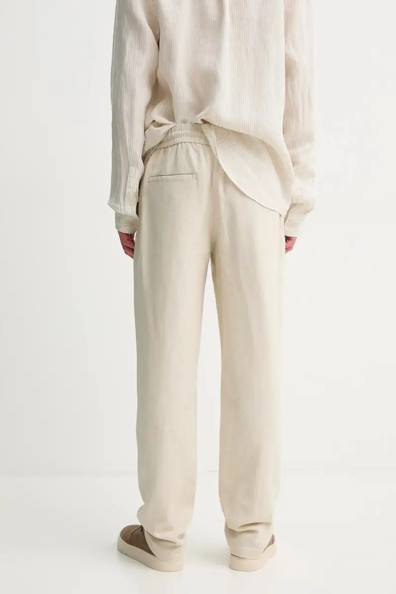 pantaloni in lino colore beige LDM510162 miniatura 3