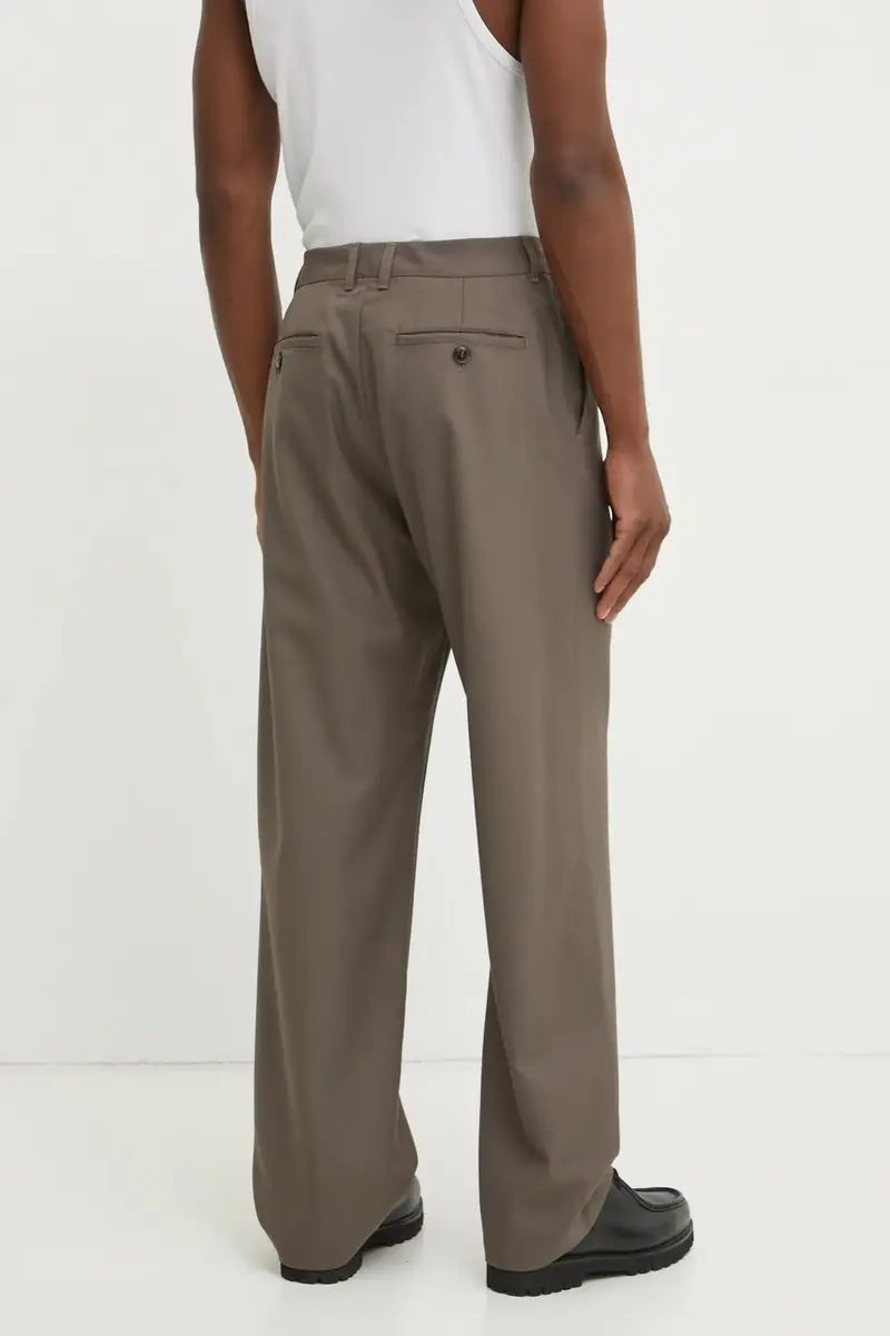 pantaloni in misto lana colore marrone LDM510153 miniatura 3