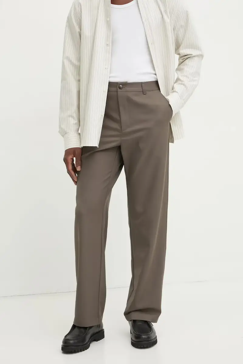 pantaloni in misto lana colore marrone LDM510153