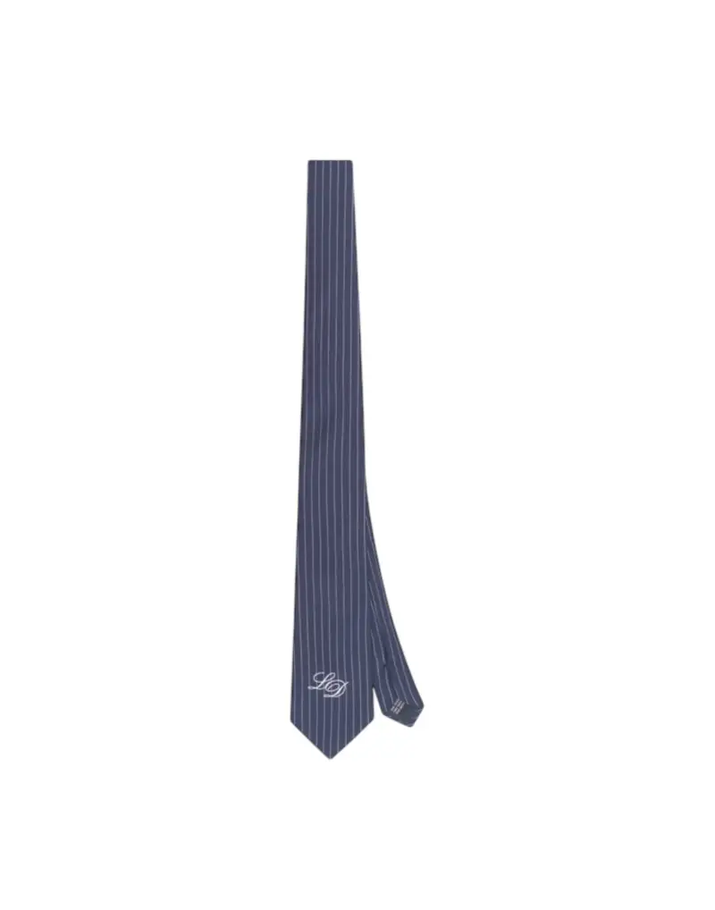 Pinstripe tie cravatta in seta - dark navy One Size