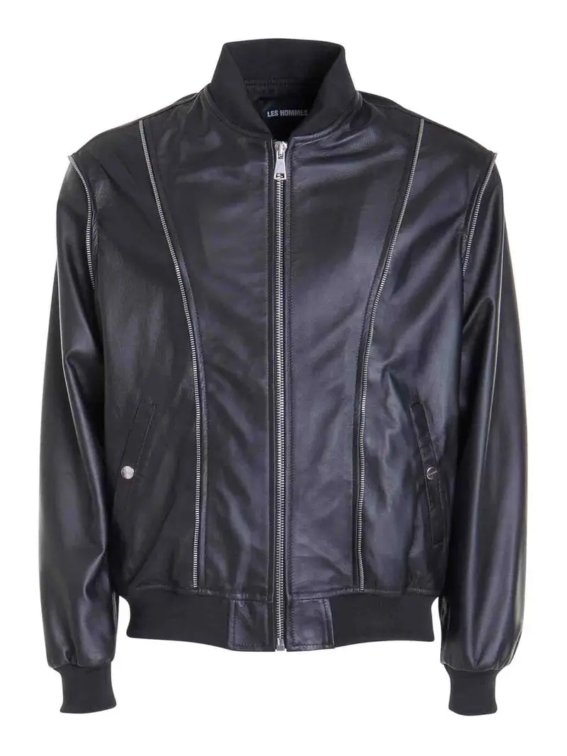 Giacca con zip a costine Nero