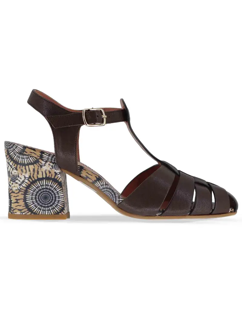 Sandali Cross-Strap in pelle marrone Donna 5105P 014