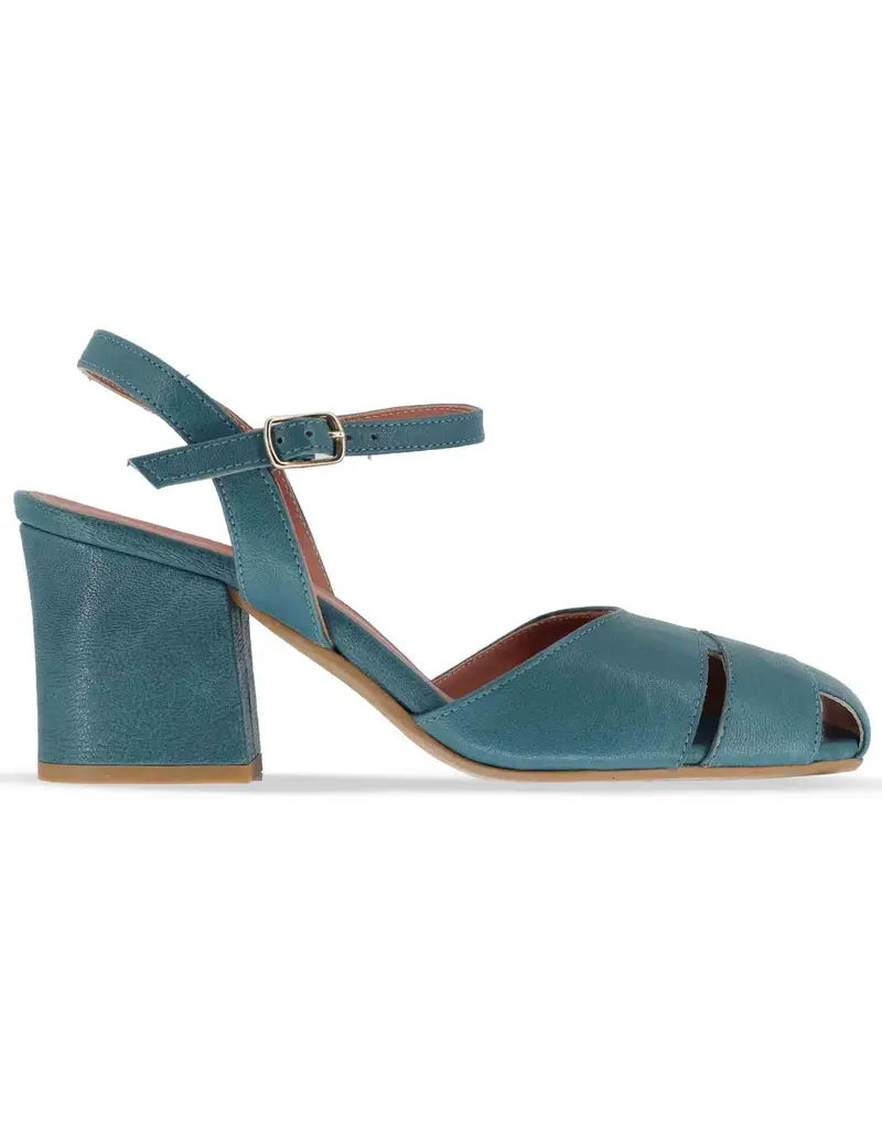 Sandali in pelle petrolio con cinturino Donna 5145P 088