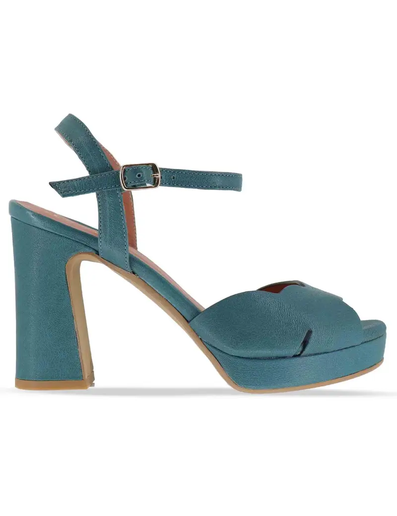 Sandali in pelle petrolio tacco alto Donna 6261K 088