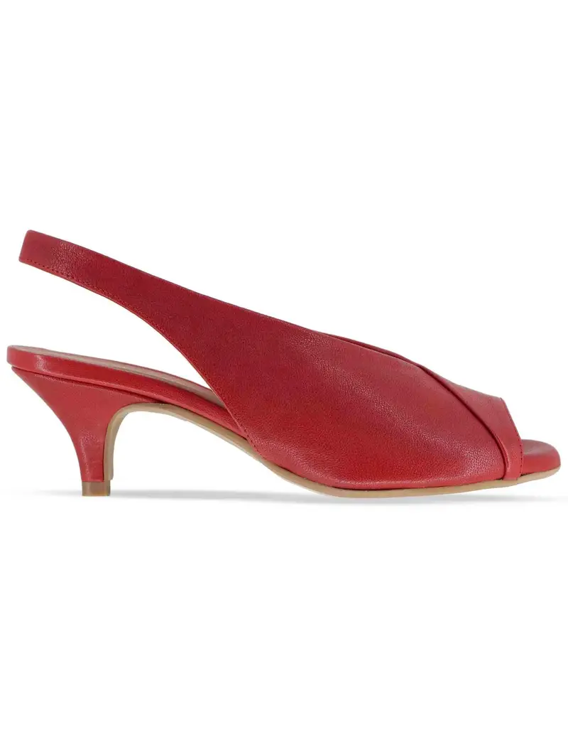 Slingback Kitten Heel in pelle rossa Donna D801 004