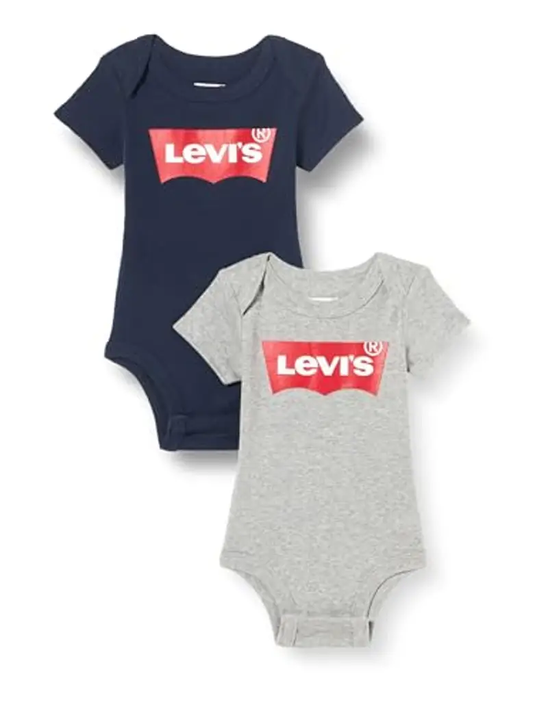 Levi's BATWING 2PK BODYSUIT, Bodysuit Unisex - Bimbi 0-24, Grigio (Grey/Heather), 0-6 mesi