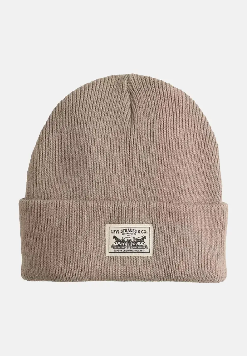 Berretto di lana Backpatch beige per uomo e donna