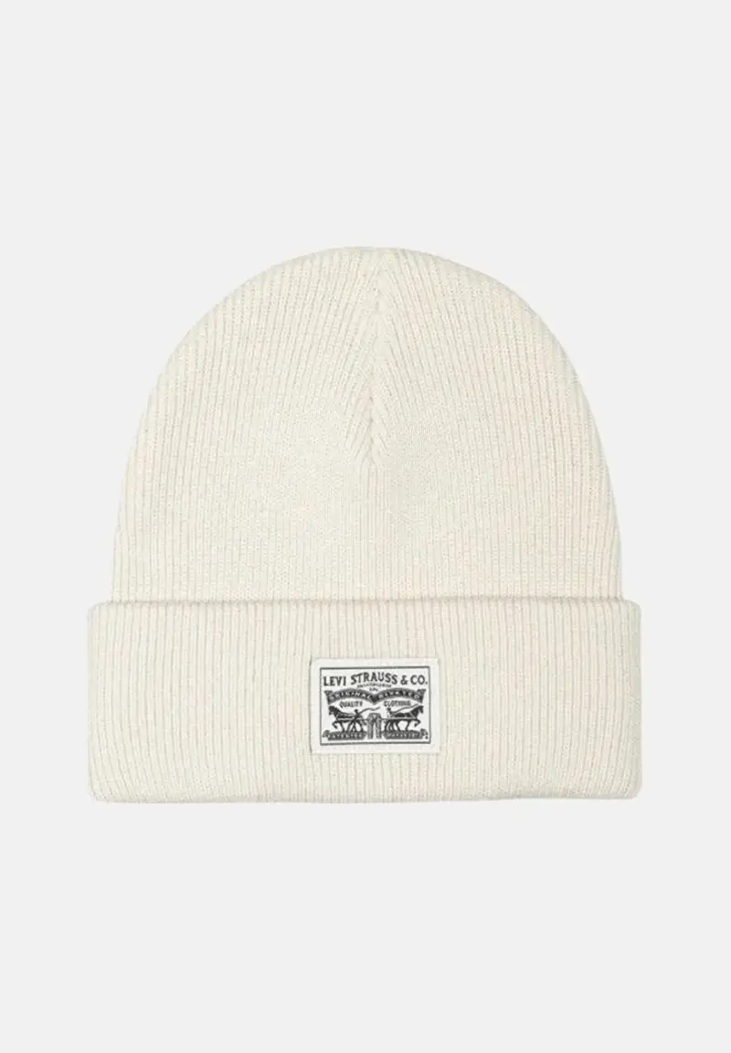 Berretto di lana Backpatch panna per uomo e donna