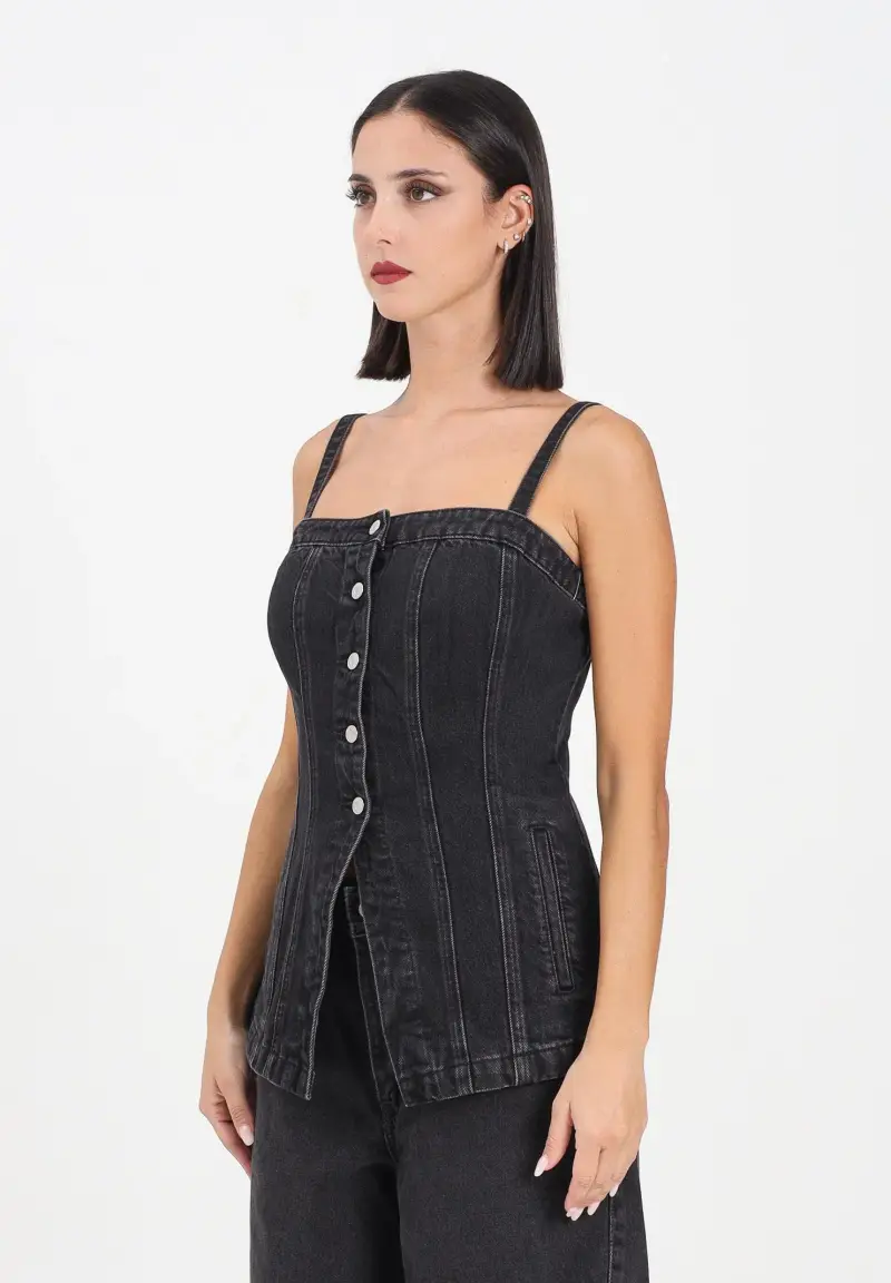 Bustino in denim nero da donna