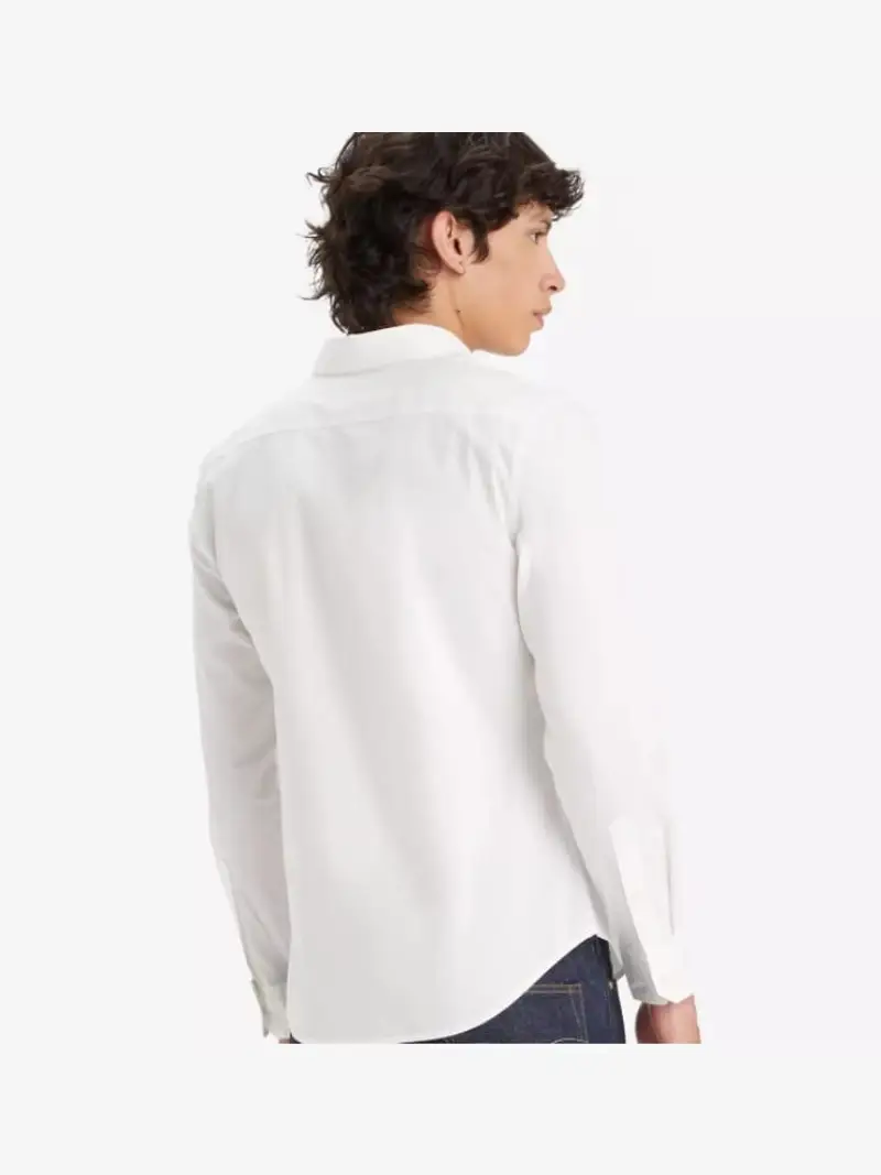 Levi's camicia bianca uomo in cotone micro logo sul petto tono su tono miniatura 2