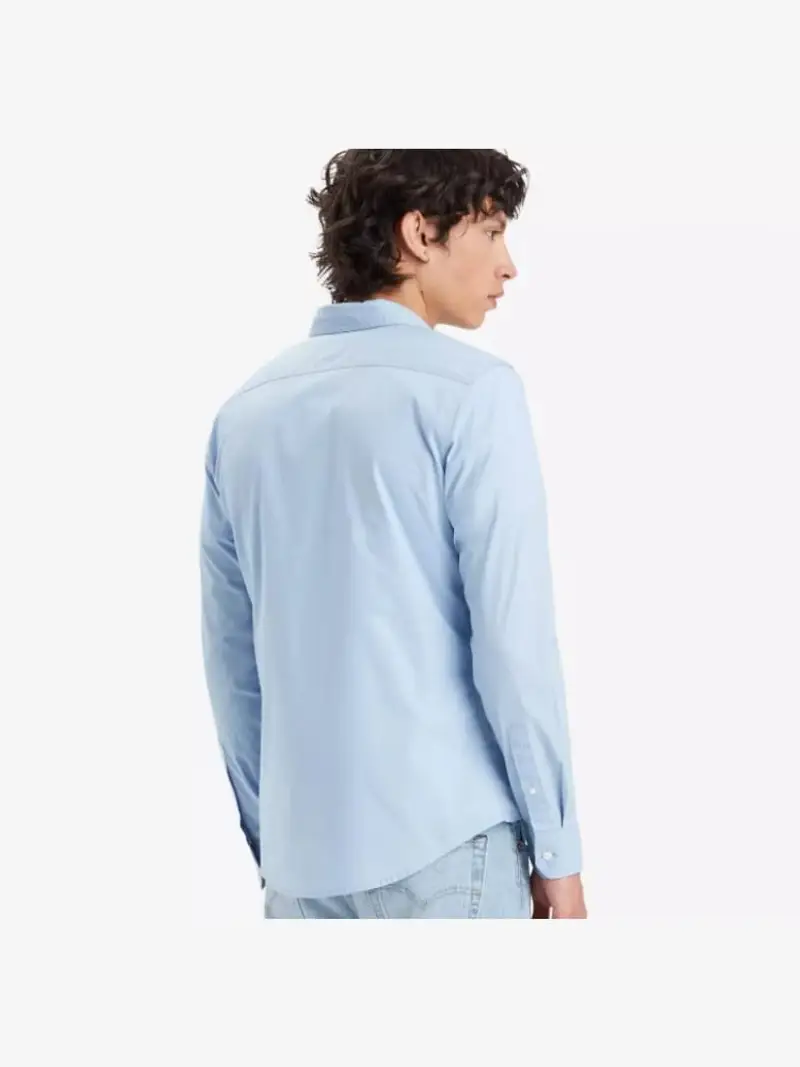 Levi's camicia celeste uomo in cotone mini logo sul petto tono su tono miniatura 2