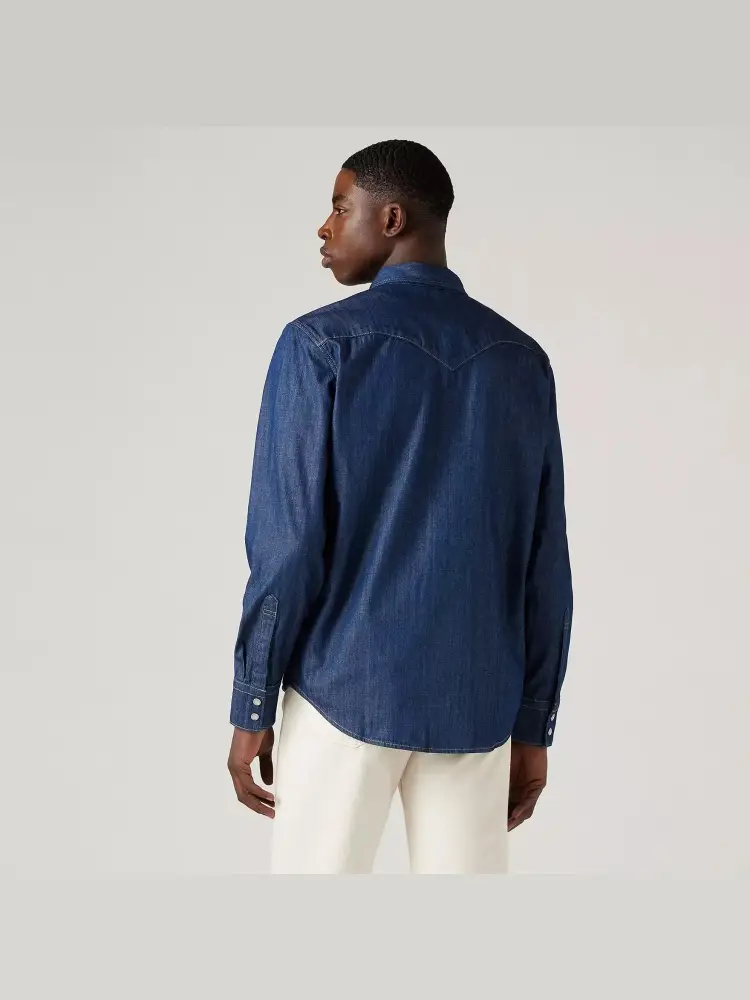 camicia in denim uomo mini logo sul petto miniatura 2