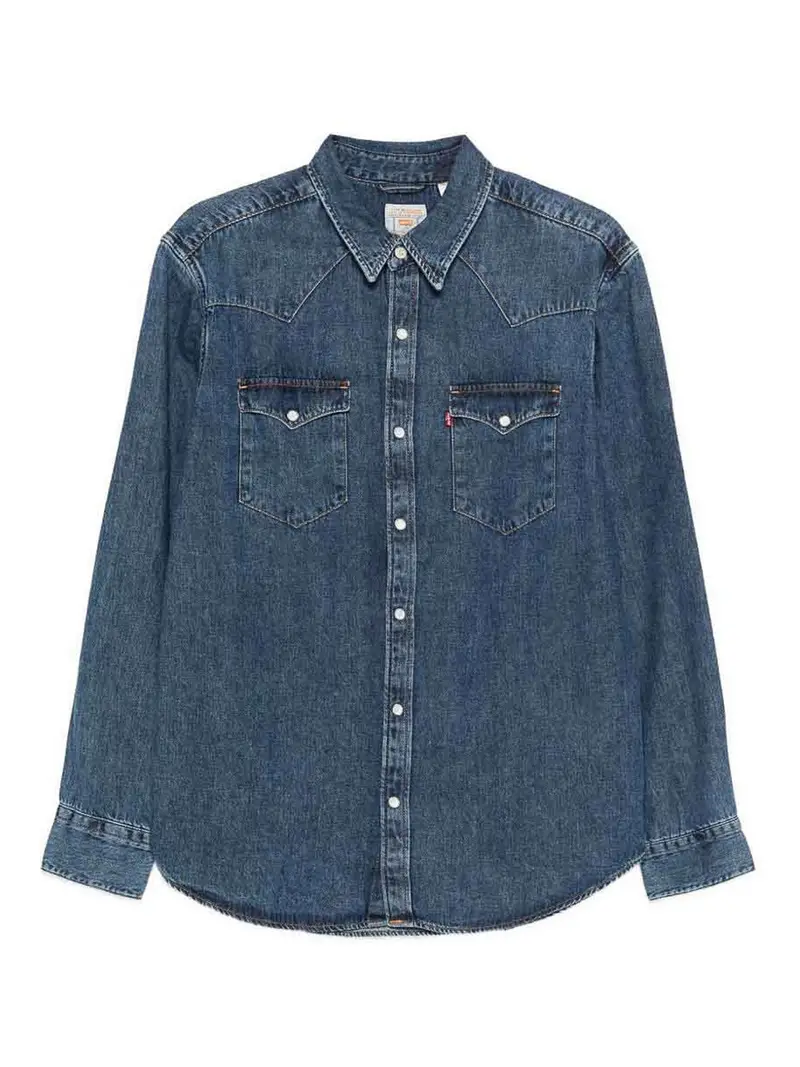 Camicia western Barstow in denim blu