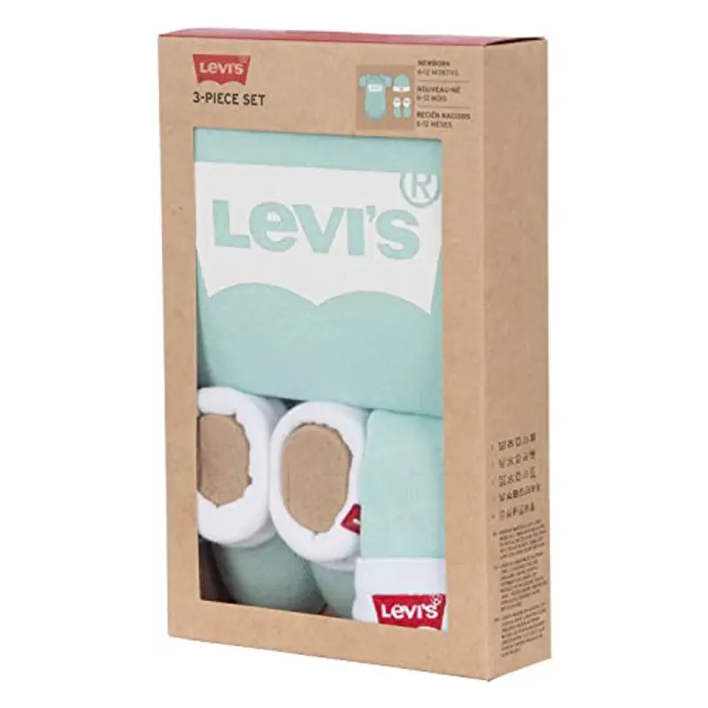 Levi's Classic Batwing Infant Hat Bodysuit Bootie Set 3Pc, Tutina per bambino e neonato Unisex - Bimbi 0-24, Bianco (Pastel Turquoise), 18 mesi miniatura 2