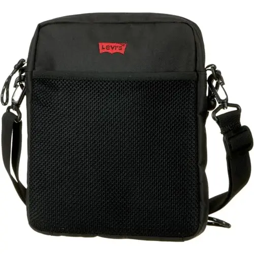 Levi's Crossbody Nord-Sud con doppia cinghia, da uomo, taglia unica, Nero normale., 21.5X4.5X26.5cm