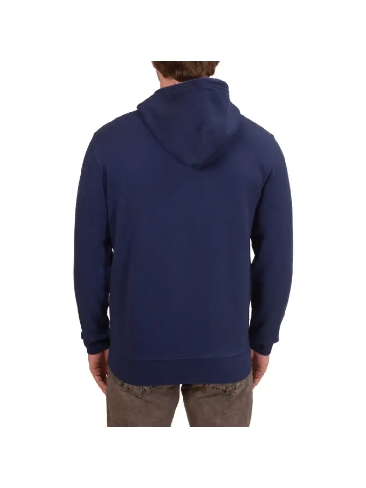 felpa blu navy uomo in cotone con cappuccio chiusura zip logo sul petto miniatura 2