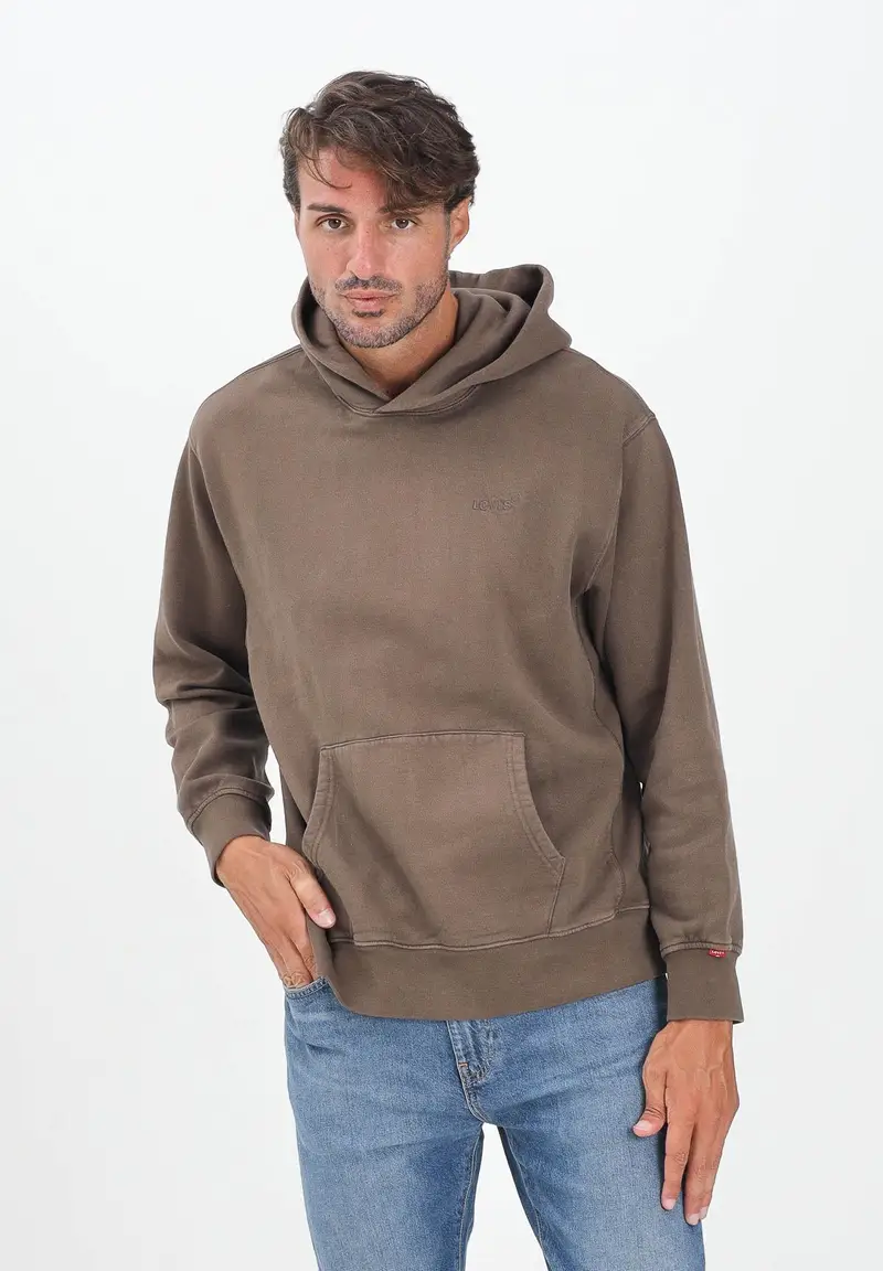 Felpa con cappuccio Authentic marrone da uomo miniatura 2