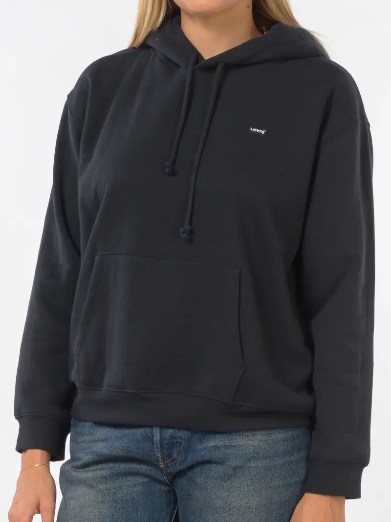 felpa da donna Levi s® con cappuccio e logo NERO