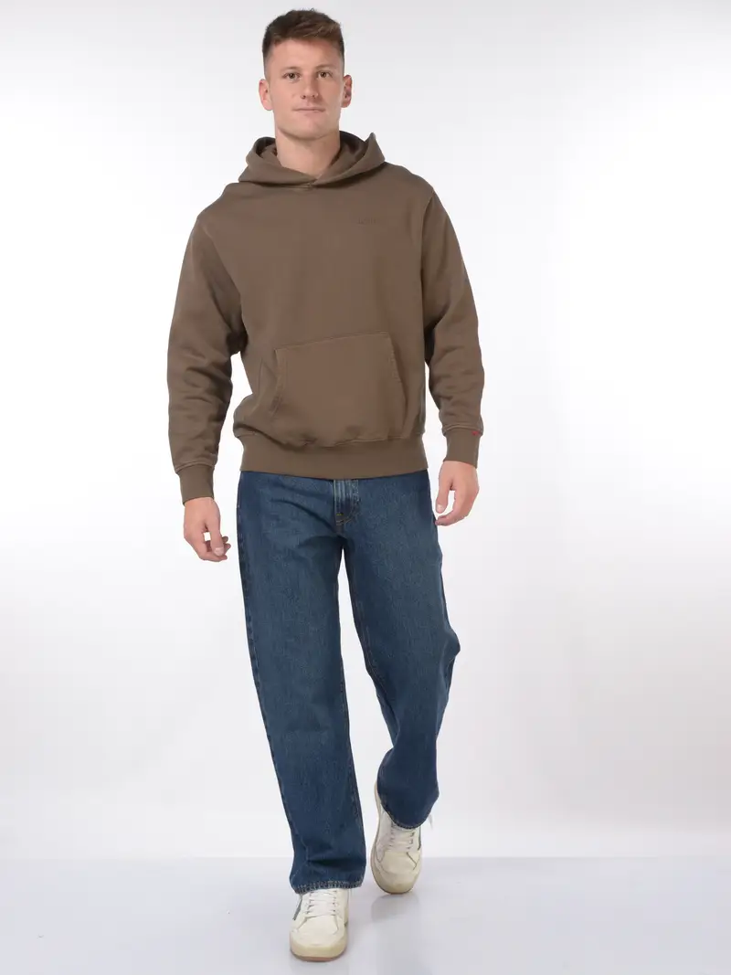 felpa da uomo Levi s® con cappuccio e logo MARRON miniatura 2