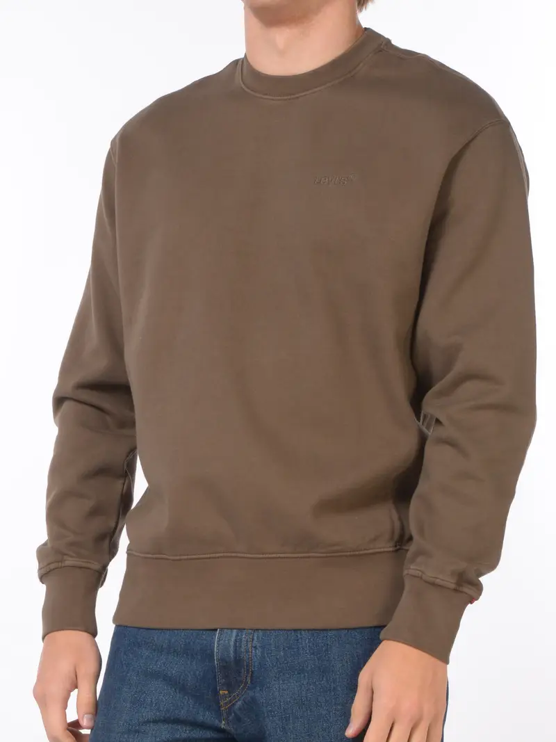 felpa da uomo Levi s® girocollo con logo MARRON