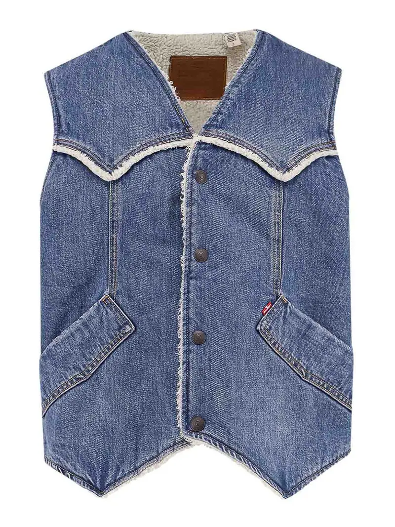 Gilet In Denim Con Interno In Repreve Lavaggio Medio