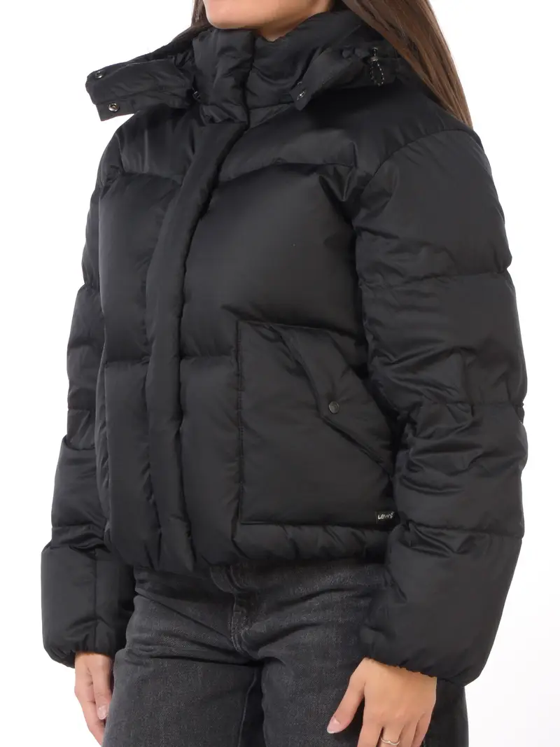 giubbino da donna Levi s® imbottito con cappuccio NERO