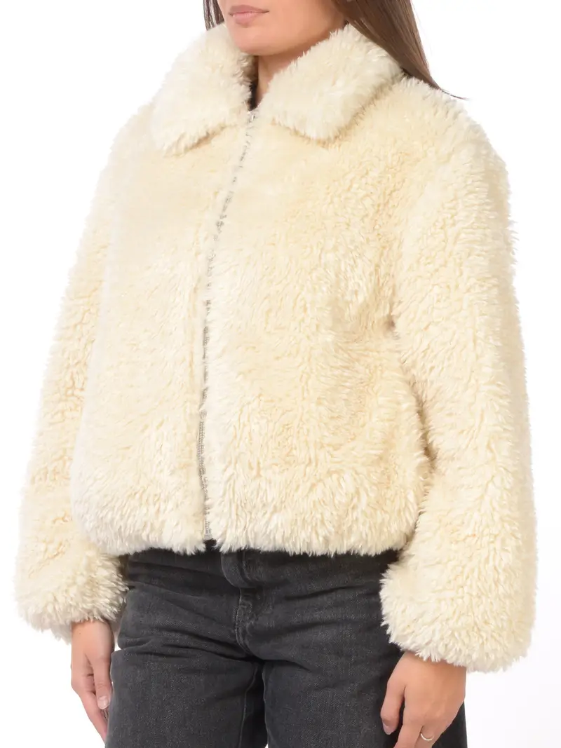 giubbino da donna Levi s® teddy collo a camicia BEIGE