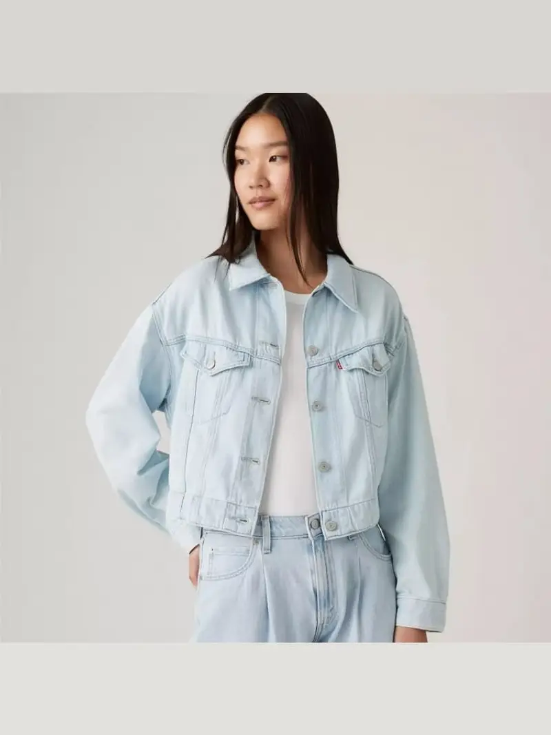 Levi's giubbotto in denim chiaro donna mini logo sul petto
