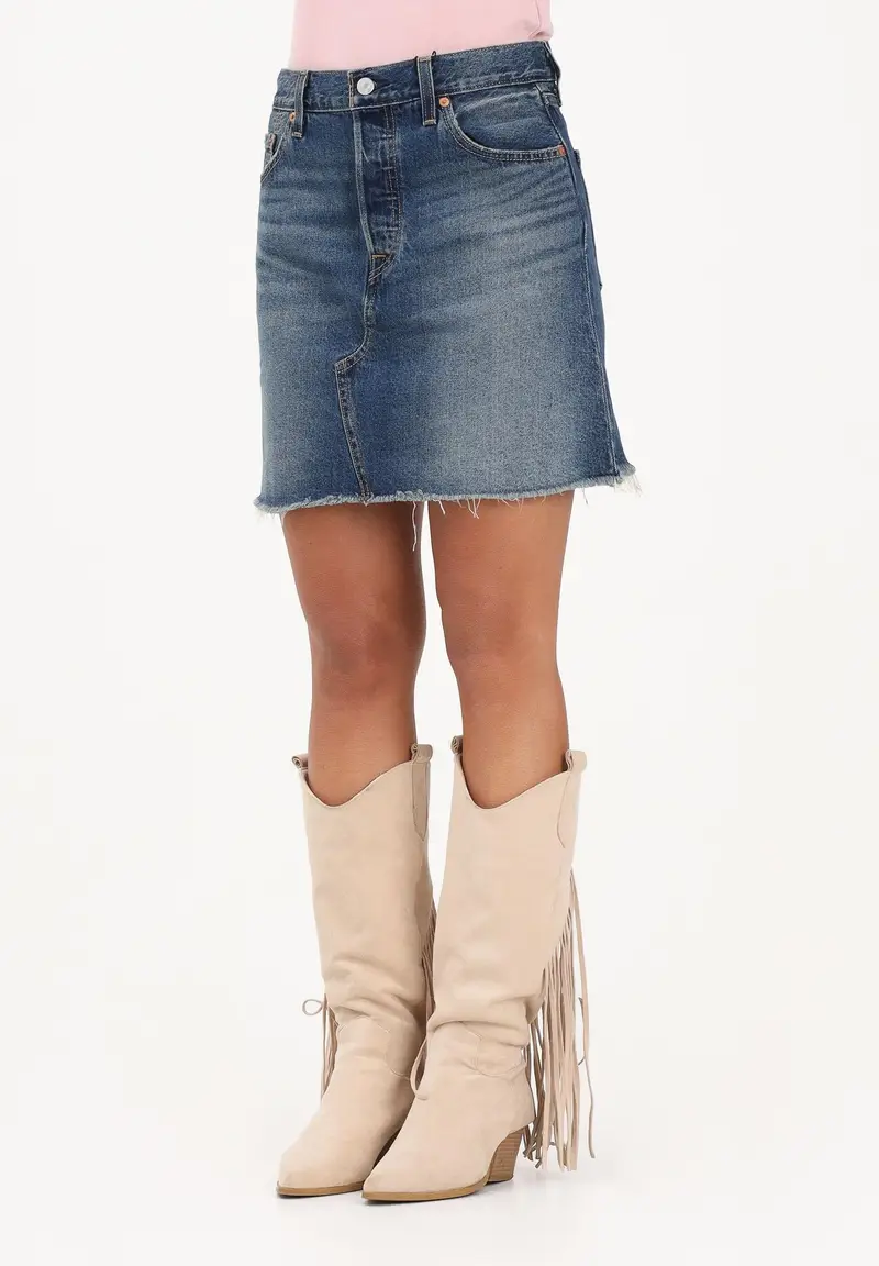 LEVI S Gonna corta Deconstructed in denim blu da donna