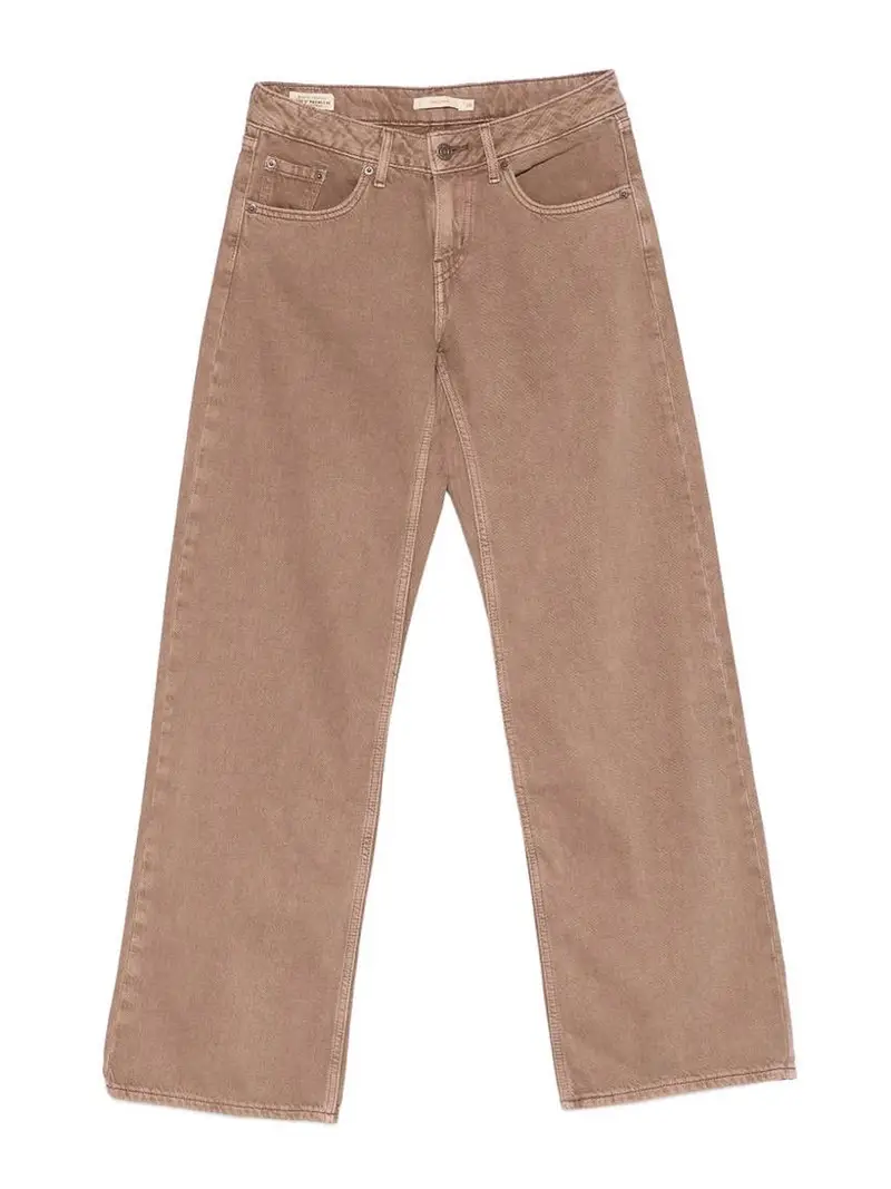 Jeans marroni a gamba larga Marrone