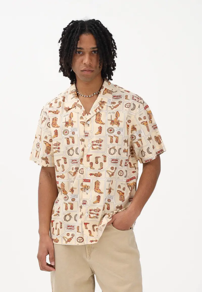 LEVI Camicia a manica corta Sunset Camp beige da uomo miniatura 2