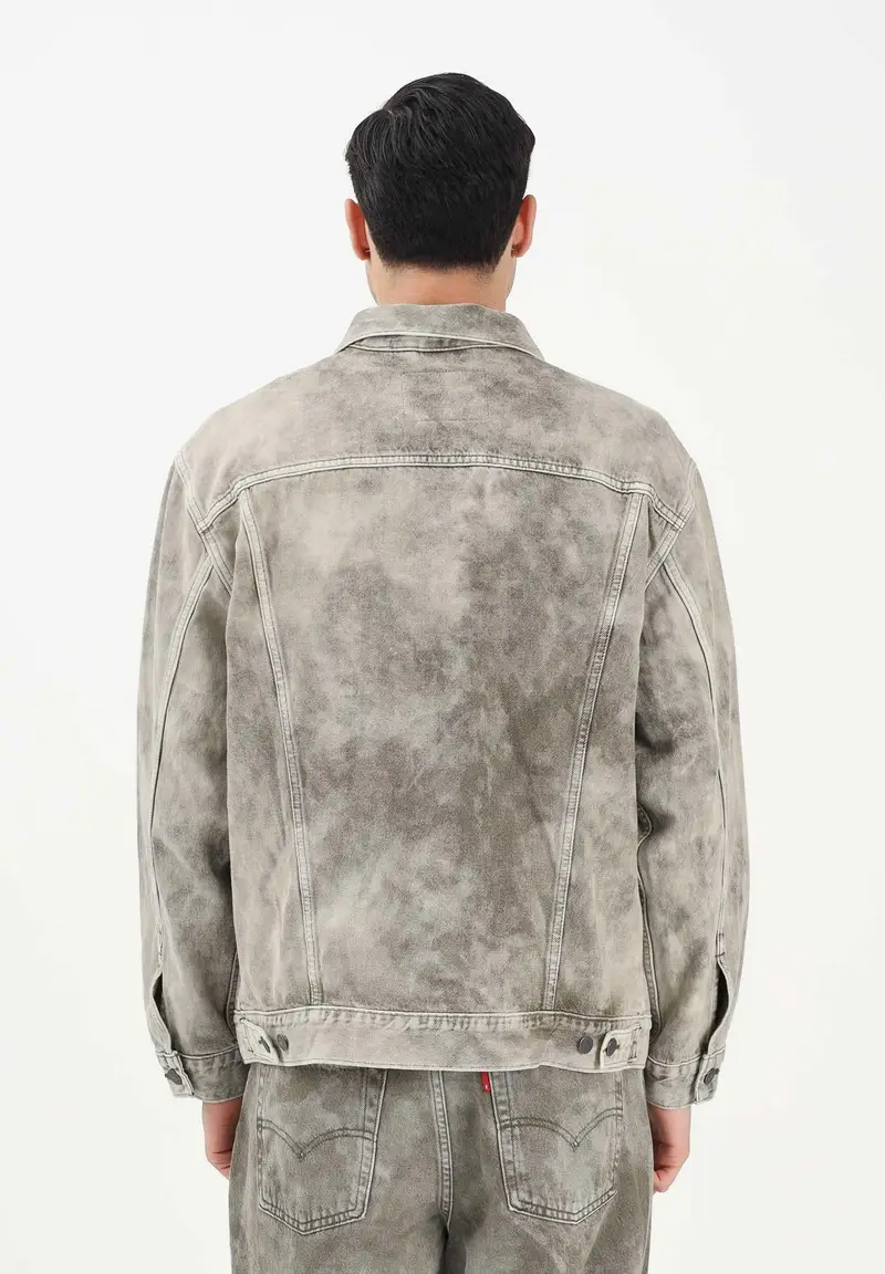 LEVI Giubbotto in denim verde mimetico da uomo con lavaggio effetto marmorizzato miniatura 3