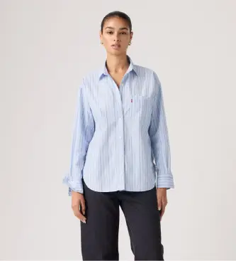 Levi per donna 001HM-0014 Camicia boyfriend Harlie azzurra (XS), Blu, Casual, Cotone, Manica lunga