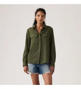 Levi per donna 005NJ-0009 Camicia verde Elaine (XS), Casual, Manica lunga, Lyocell