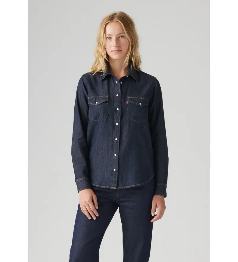 Levi per donna 16786-0101 Camicia iconica della Marina Occidentale (XS), Casual, Cotone, Manica lunga, Navy