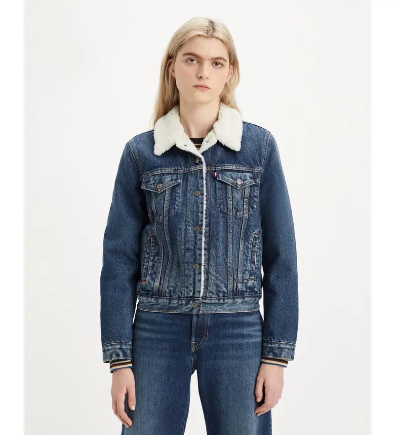 Levi's® Levi's® Giacca camionista Sherpa blu donna in cotone e denim