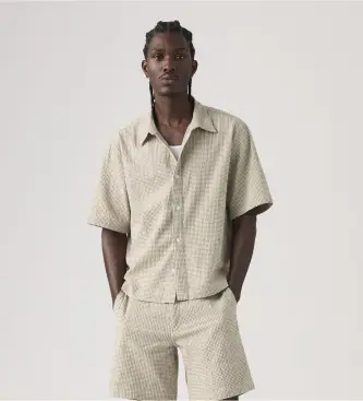 Levi per uomo 005GH-0016 Camicia quadrata con lama marrone (S), Casual, Cotone, Manica corta