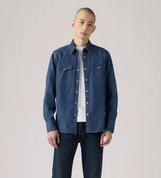 Levi per uomo 85744-0041 Camicia Western Barstow Standard Blu (L), Casual, Manica lunga, Cotone biologico, Sostenibile
