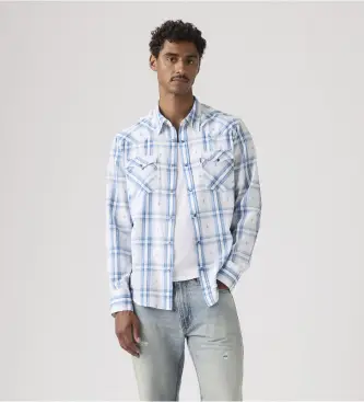Levi per uomo 85744-0120 Camicia western Barstow Standard Fit, blu (S), Casual, Cotone, Manica lunga