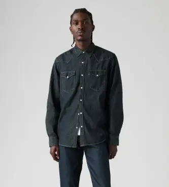 Levi per uomo 85745-0002 Camicia texana classica blu scuro (M), Casual, Cotone, Denim, Manica lunga, Navy