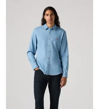 Levi per uomo 86625-0065 T-shirt slim fit Battery Housemark blu (S), Casual, Cotone, Manica lunga