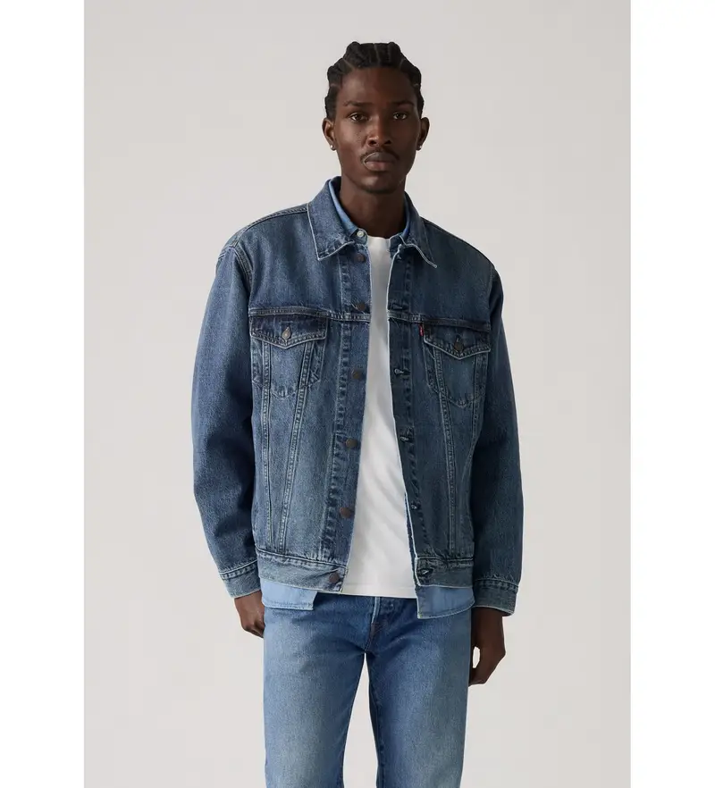 Levi per uomo A5782-0079 Giacca da camionista blu rilassata (S), Casual, Cotone, Denim
