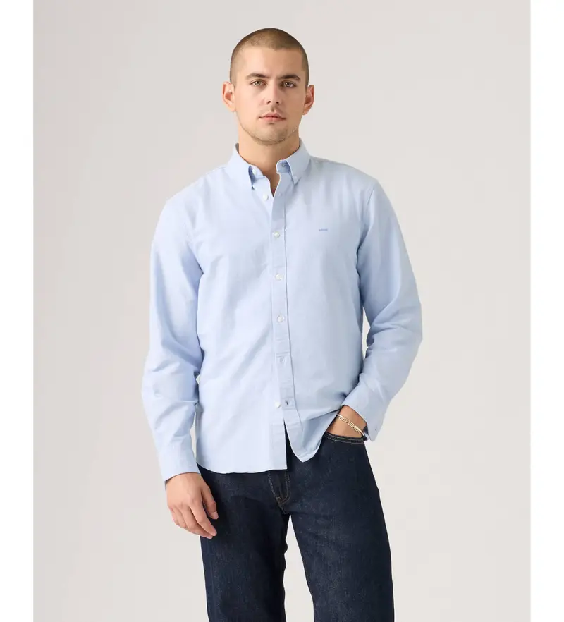 Levi per uomo A7210-0050 Autentica camicia blu con bottoni (S), Casual, Cotone, Manica lunga